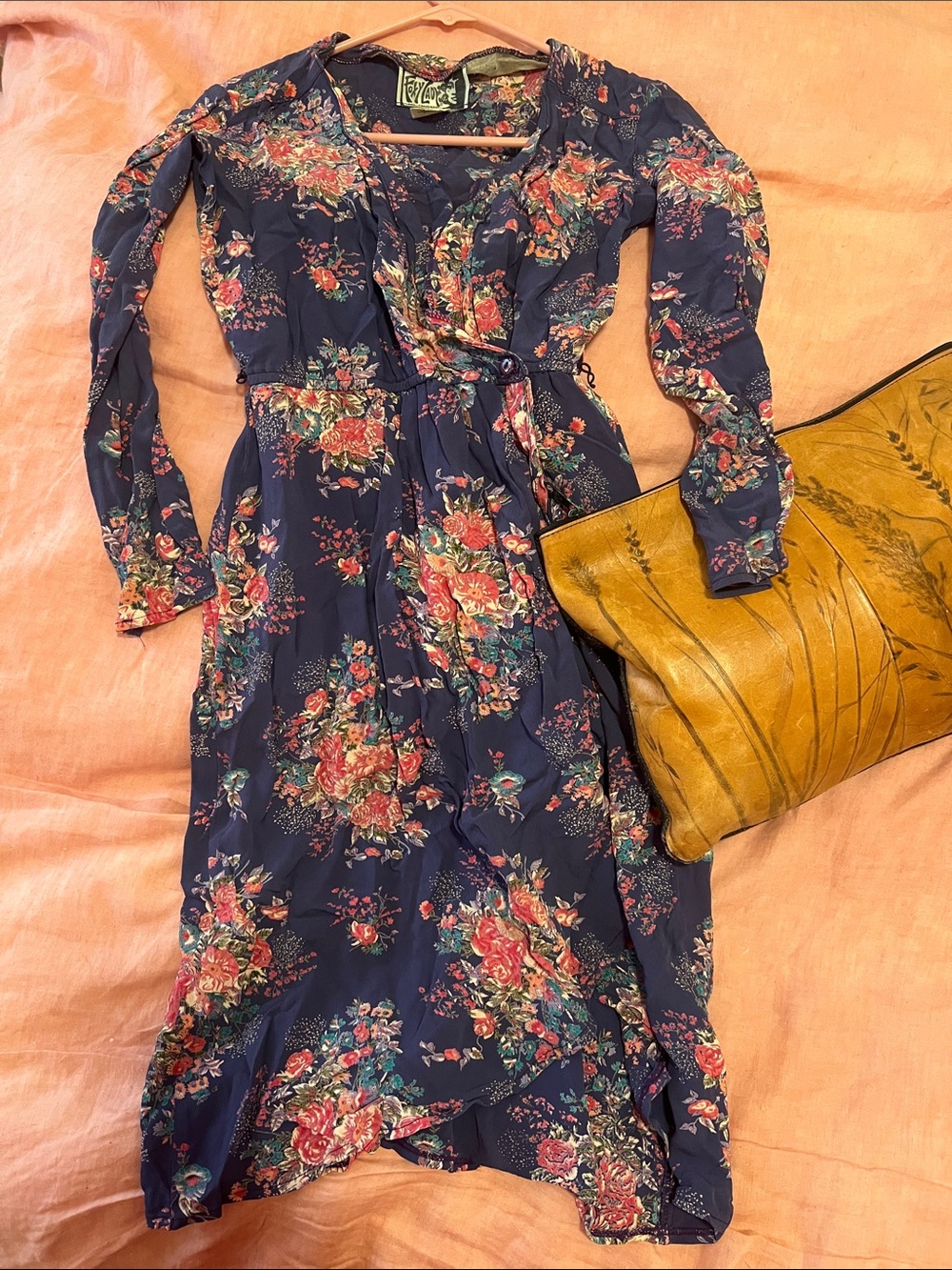 American Vintage Navy Floral Wrap Dress